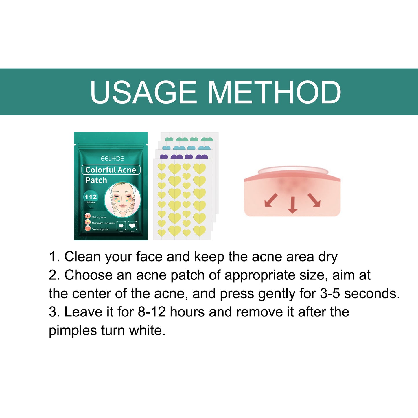 EELHOE Love Acne Patch Gentle Cleansing Acne Patch Fades Facial Acne Marks And Spots Facial Cleansing Care